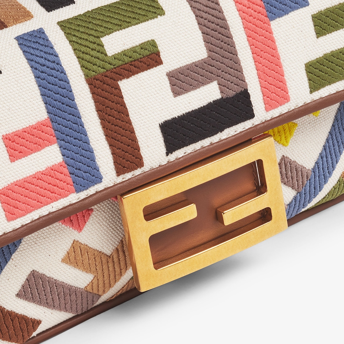 Baguette Mini Canvas Bag With Multicolor FF Embroidery - Image 5